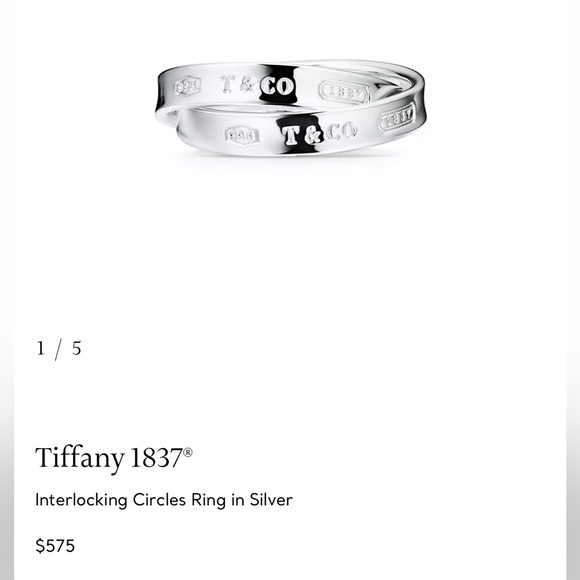 🔴Authentic TIFFANY & CO Sterling Silver 1837 Interlocking Circles Ring 🔴 - Picture 8 of 8